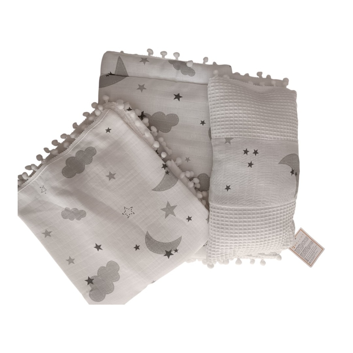 ALT AÇMA + BATTANİYE SET PONPONLU BULUT GRİ