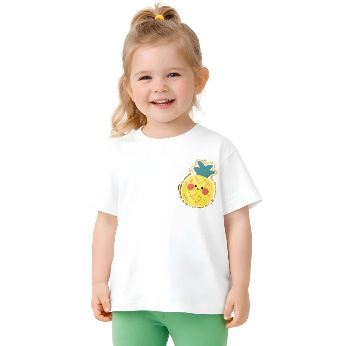 ANANAS BASKILI KISA KOLLU TİŞÖRT
