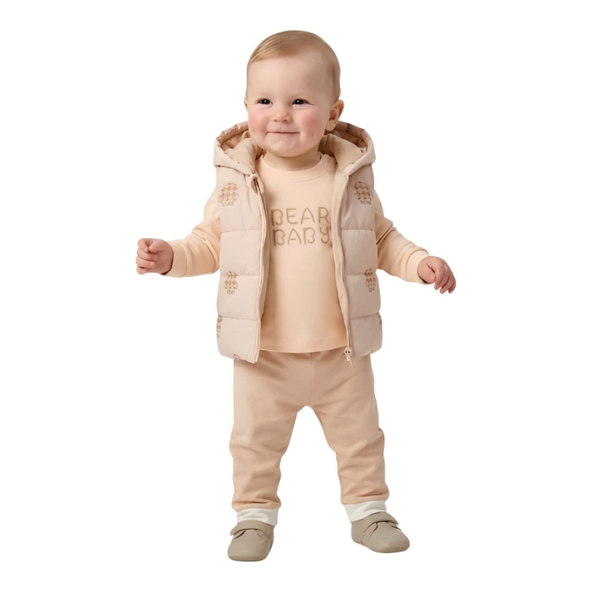 BEAR BABY AYICIK DESENLİ ELYAFLI 3LÜ TAKIM
