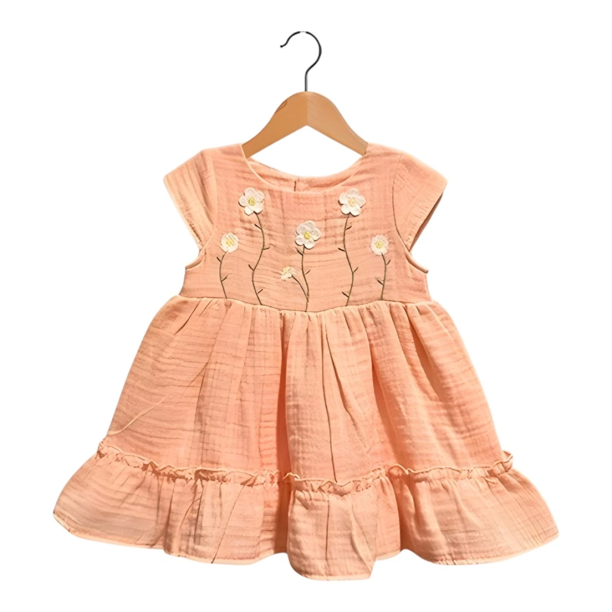 ÇİÇEK NAKIŞLI MÜSLİN ELBİSE