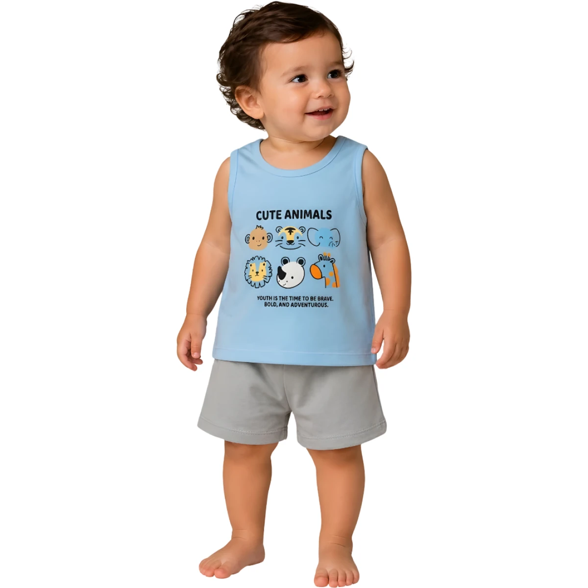 CUTE ANIMALS BASKILI 2\'Lİ ATLET TAKIM