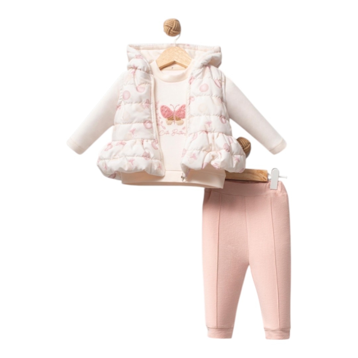 CUTE BUTTERFLY KIZ YELEKLİ TAKIM
