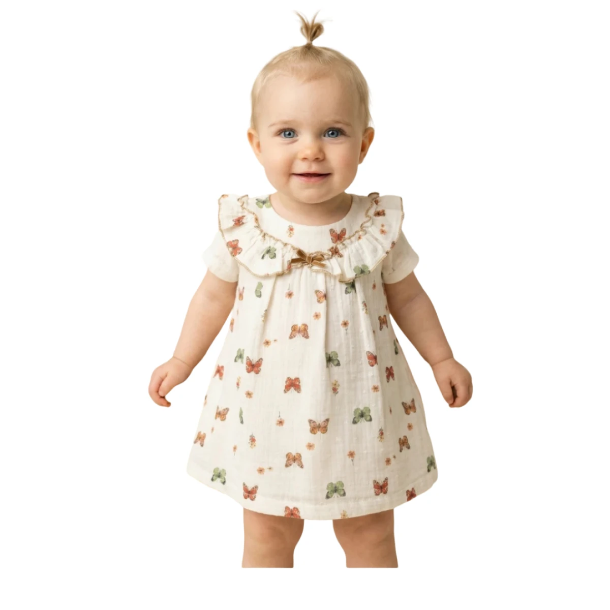 KELEBEK FİGÜRLÜ MÜSLİN YAZLIK ELBİSE