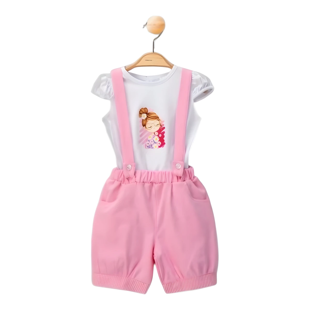 KIZ BASKILI BADY PENYE ASKILI ŞORTLU TAKIM