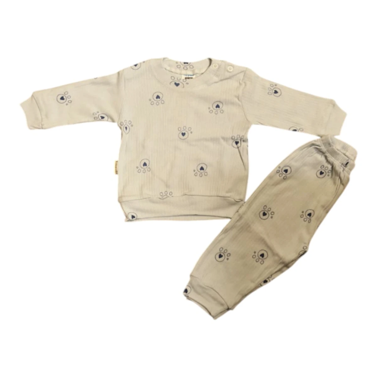 KUMAŞI PATİ DESENLİ BASKISIZ PİJAMA