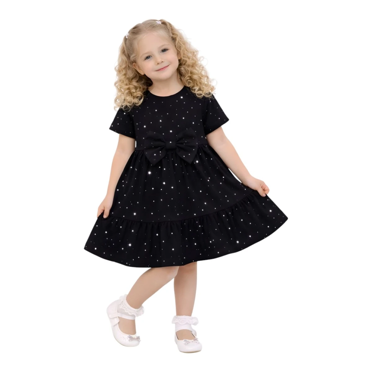 SERPME TAŞLI FIRFIRLI ELBİSE