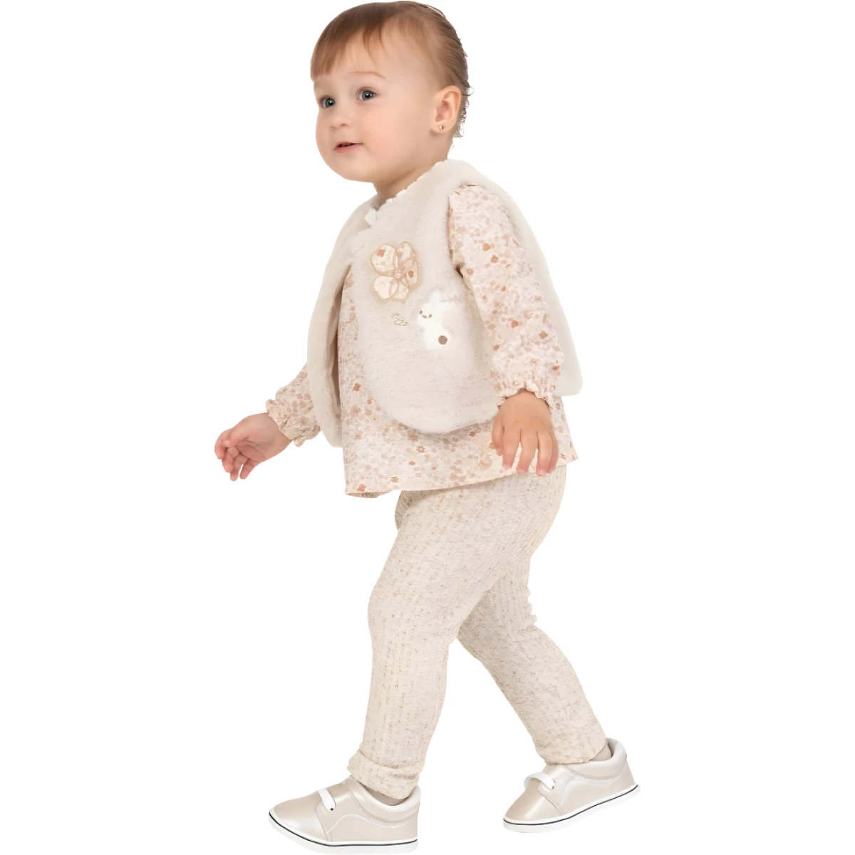 TAVŞAN NAKIŞLI PELUŞ YELEKLİ TAKIM
