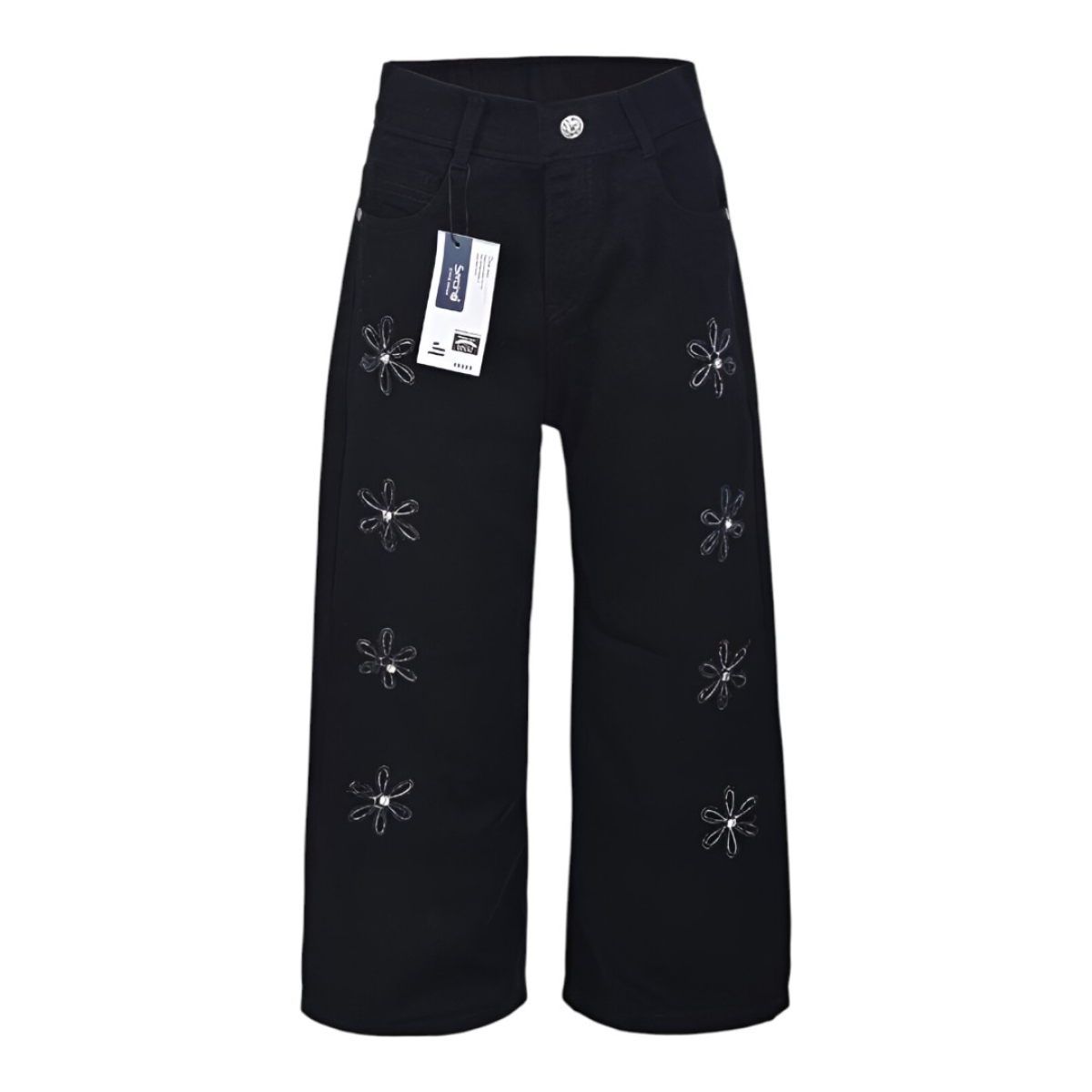 çiçekler geniş paça g p pamuklu kot pant