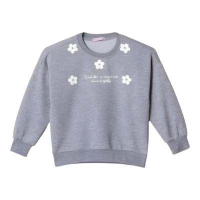 5-8 YAŞ KIZ DİAGONEL ÇİÇEKLİ SWEAT