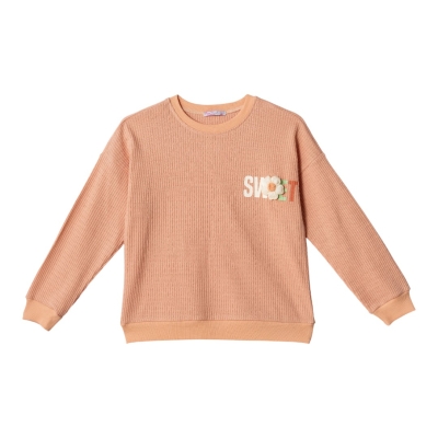 9-12 YAŞ KIZ ÇİZGİLİ KUMAŞ ÇİÇEKLİ SWEAT