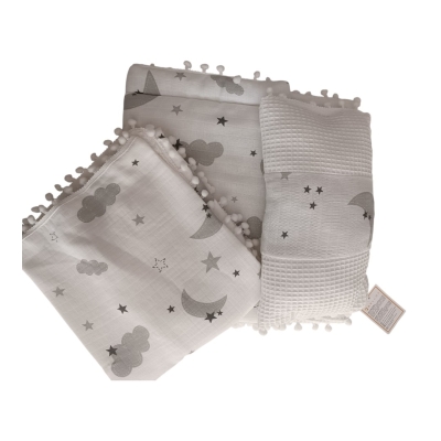 ALT AÇMA + BATTANİYE SET PONPONLU BULUT GRİ