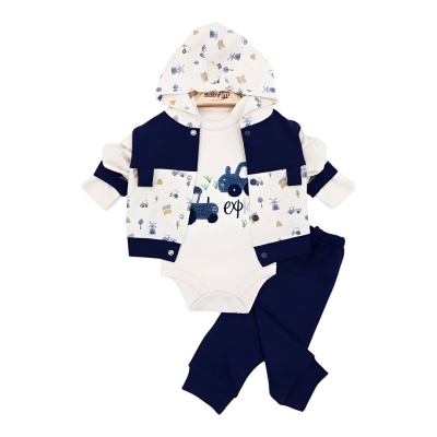 ARABALI PAT DETAYLI 3LÜ KAPŞONLU TAKIM