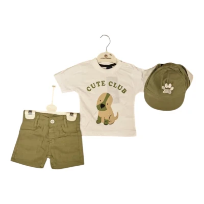 AYLIK KÖPEK BASKILI ŞAPKALI TAKIM