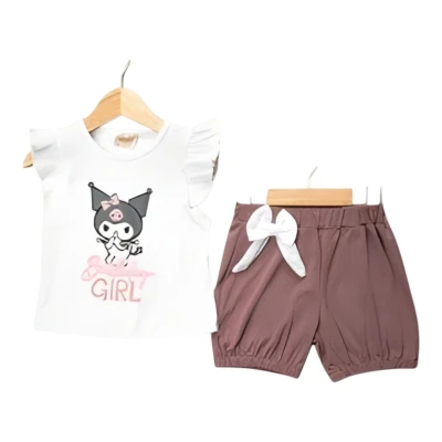 BASKILI FİYONKLU BÜRÜMCÜK KIZ TAKIM