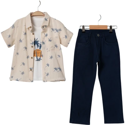 BASKILI MÜSLİN GÖMLEKLİ