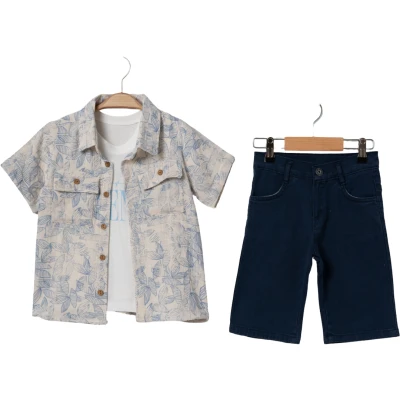 BASKILI MÜSLİN GÖMLEKLİ TAKIM