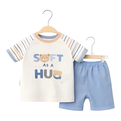 BEAR NAKIŞLI ÇİZGİLİ ERKEK ŞORTLU TAKIM