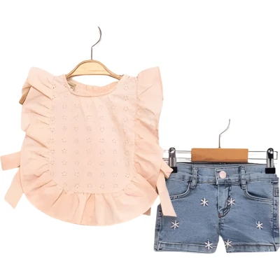 BRODE GÖMLEKLİ KOT ŞORT KIZ TK