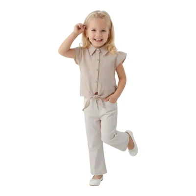 BRODE GÖMLEKLİ PANTOLONLU KIZ TAKIM