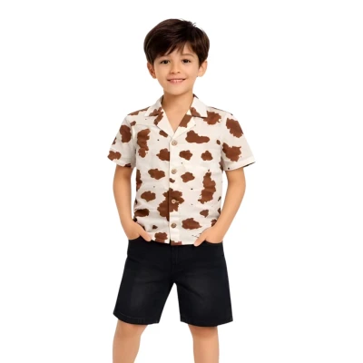 CEKET YAKA BULUT BASKI GÖMLEKLİ TAKIM