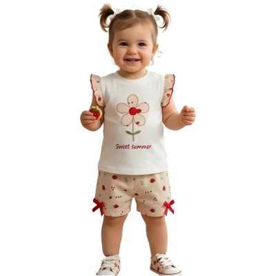 ÇİÇEK APLİKELİ FIRFIRLI KIZ 2\'Lİ TK