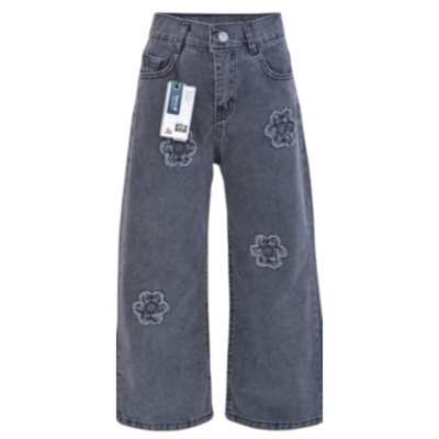 ÇİÇEK APLİKELİ PAMUKLU KOT PANT