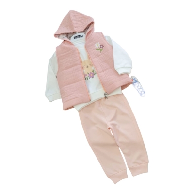 ÇİÇEKLİ MÜSLİN YELEKLİ 3 LÜ TKM