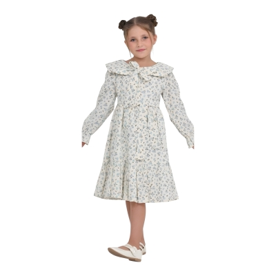 ÇİÇEKLİ YAKALI ELBİSE