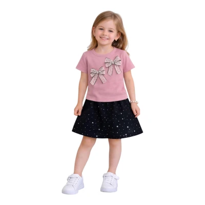 ÇİFT FİYONKLU TAŞLI ŞORT ETEKLİ TAKIM