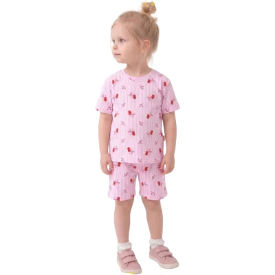 ÇİZGİLİ KİRAZ ŞORTLU 2Lİ TAKIM