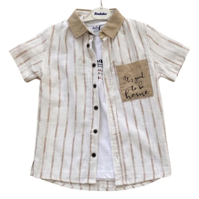 ÇİZGİLİ MÜSLİN İKİLİ GÖMLEK