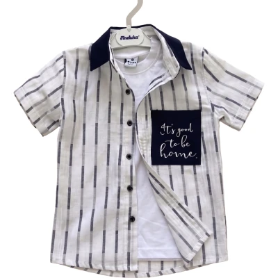 ÇİZGİLİ MÜSLİN İKİLİ GÖMLEK