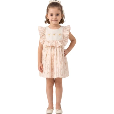 CİZGİLİ  ÜÇ PAPATYALI ELBİSE