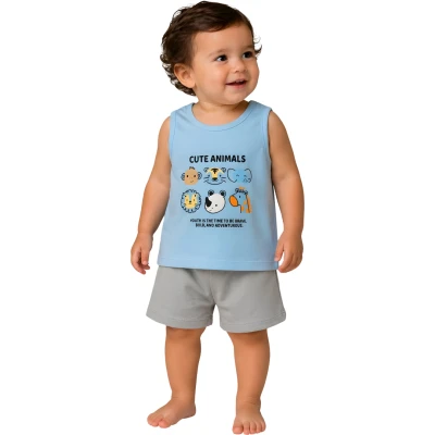 CUTE ANIMALS BASKILI 2\'Lİ ATLET TAKIM