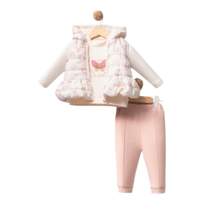 CUTE BUTTERFLY KIZ YELEKLİ TAKIM