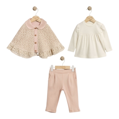 DANTEL KIZ PELERİNLİ 3 LU TAKIM