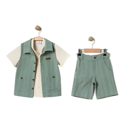 ERKEK ÖRGÜ DESENLİ YELEKLİ 3\'LÜ TKM