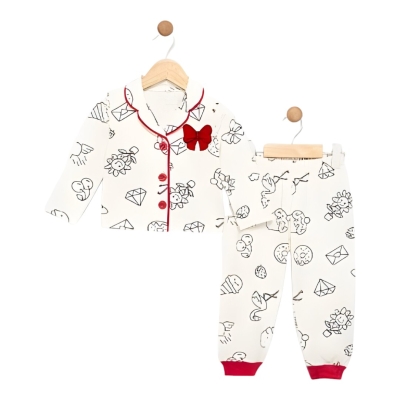 FİYONKLU SÜZENELİ YAKALI PİJAMA TAKIM