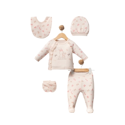 FİYONKLU TAVŞAN KIZ BEBEK 5Lİ SET