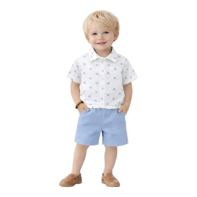 GEMİCİ DESENLİ ŞORTLU GÖMLEKLİ MÜSLİN TAKIM