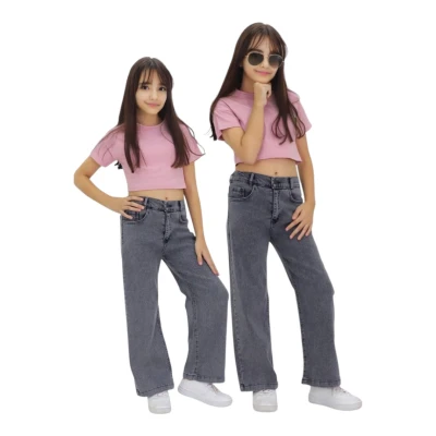 GENÇBOY  KIZ GRİ KOT PANTOLON