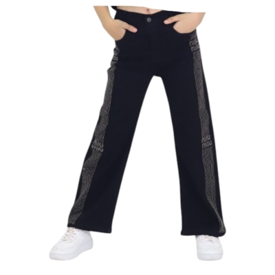 GENÇBOY KIZ TAŞLI SİYAH PANTOLON