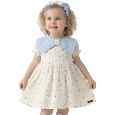 GENİŞ YAKA BANDANALI AYLIK ELBİSE