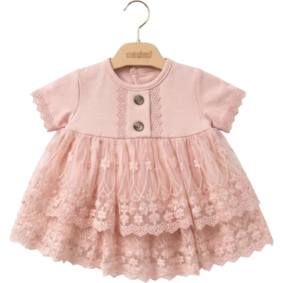 GÜPÜR ETEKLİ KISA KOL ELBİSE