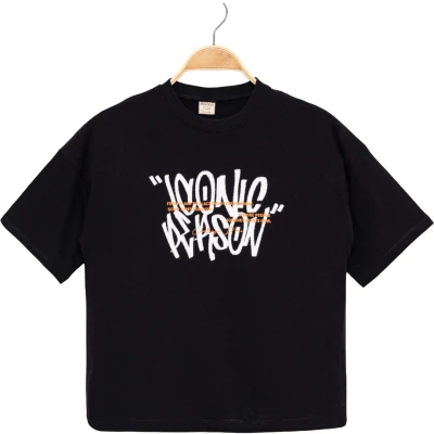 ICONIC BASKILI SIRTI NAKIŞLI TİŞÖRT