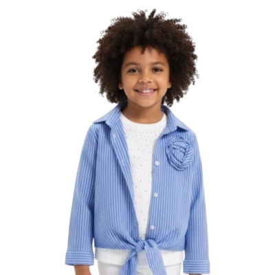 İKİLİ ÇİZGİLİ KIZ GÖMLEK