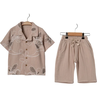 KABARTMA BASKILI MÜSLİN TAKIM