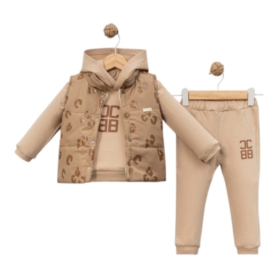 KABARTMA BASKILI YELEKLİ 3 LÜ TAKIM