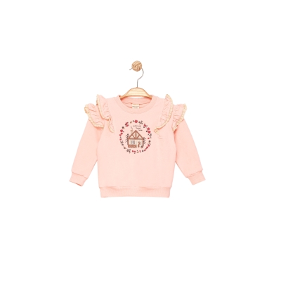 KABARTMA ÇİÇEK BASKILI FIRFIRLI SWEAT