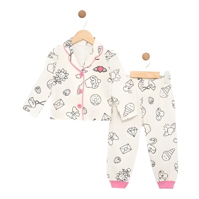 KALPLİ SÜZENELİ YAKALI PİJAMA TAKIM